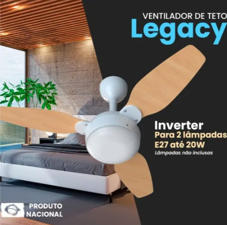 VENTILADOR DE TETO LEGACY BR 3P BR/PIN C/R INVERTER 2